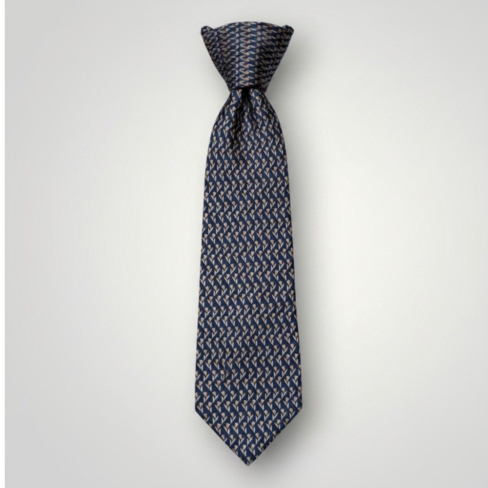 Krizia Uomo Necktie Vintage Men Blue Floral Tulip Silk Italy Designer Luxury